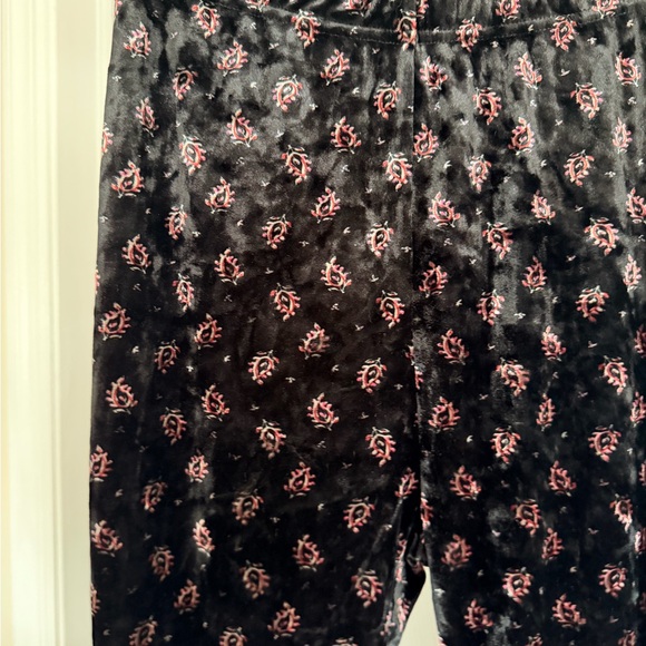 Billabong Black Velvet Pants with Pink Floral Design - Picture 2 of 7